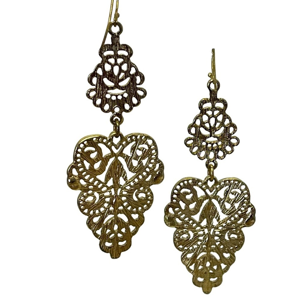 Vintage Gold Tone Filigree Dangle Earrings